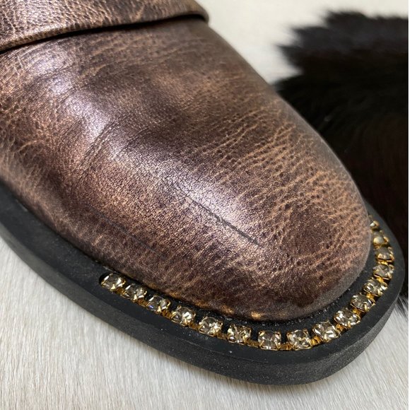 Free People Rose Gold Mules with Gold Rhinestones - W size 39 / 8M - Picture 4 of 10